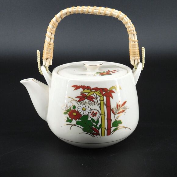 Vintage Armbee Floral Teapot Bamboo Handle Cups Set - Picture 4 of 7